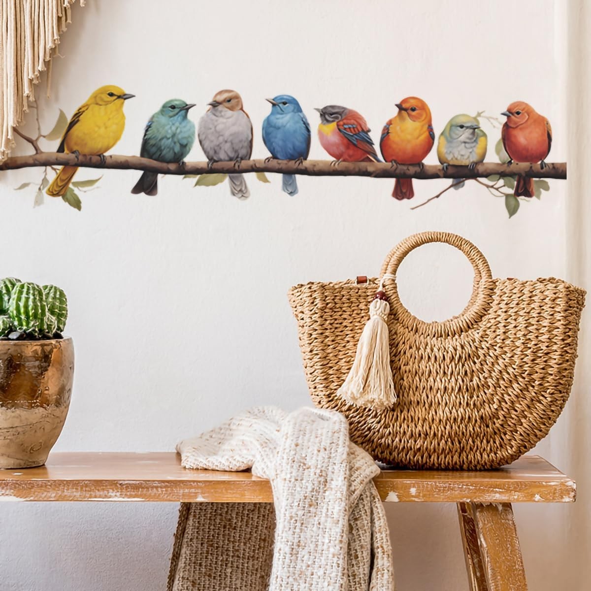 Watercolor Birds Wall Decals 2 Pack Peel & Stick Vinyl Stickers for Kids Room