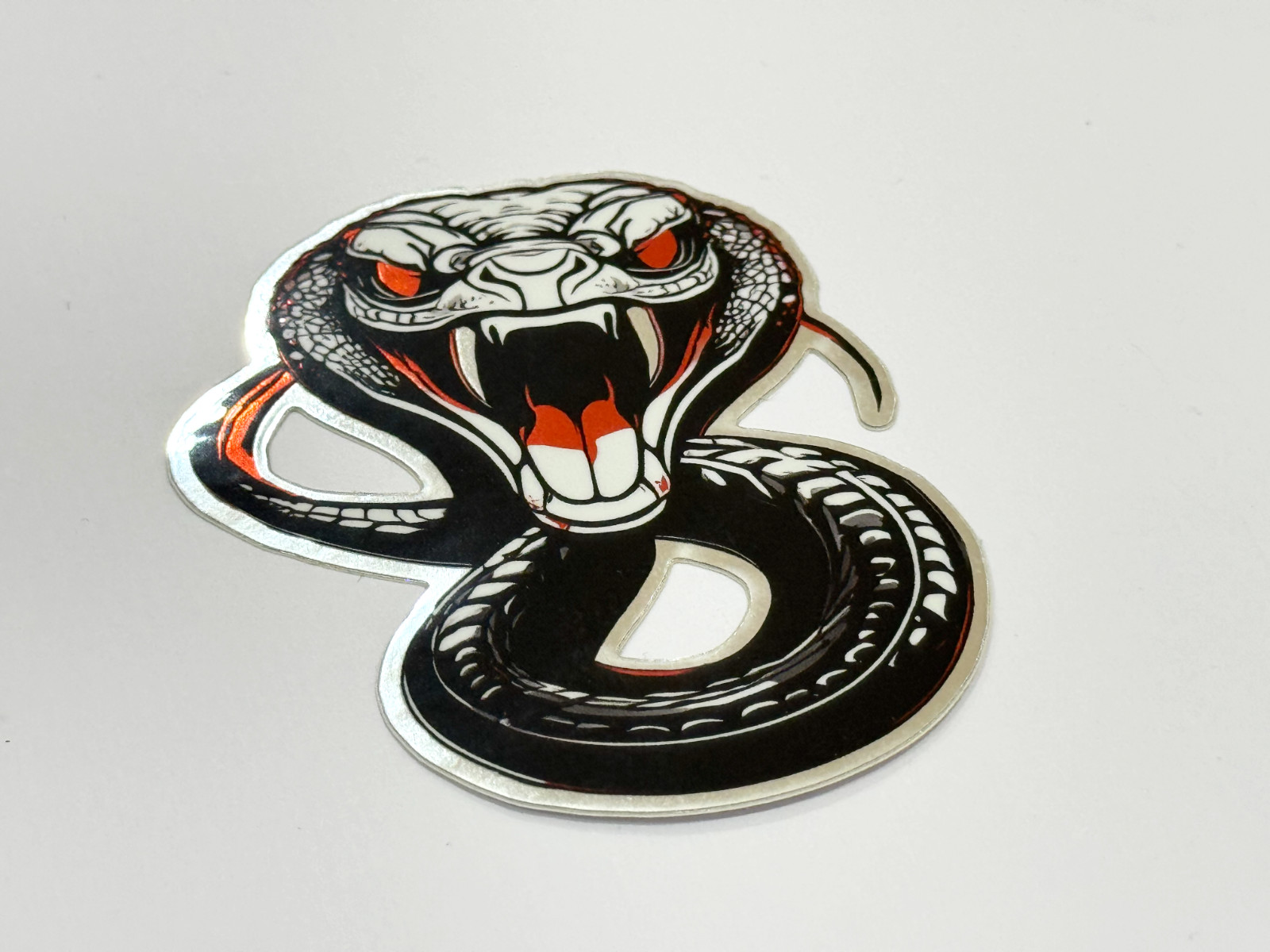 Red Eye Cobra – Laminated Sticker – 3" | Mirror Reflect / Glossy Sticker