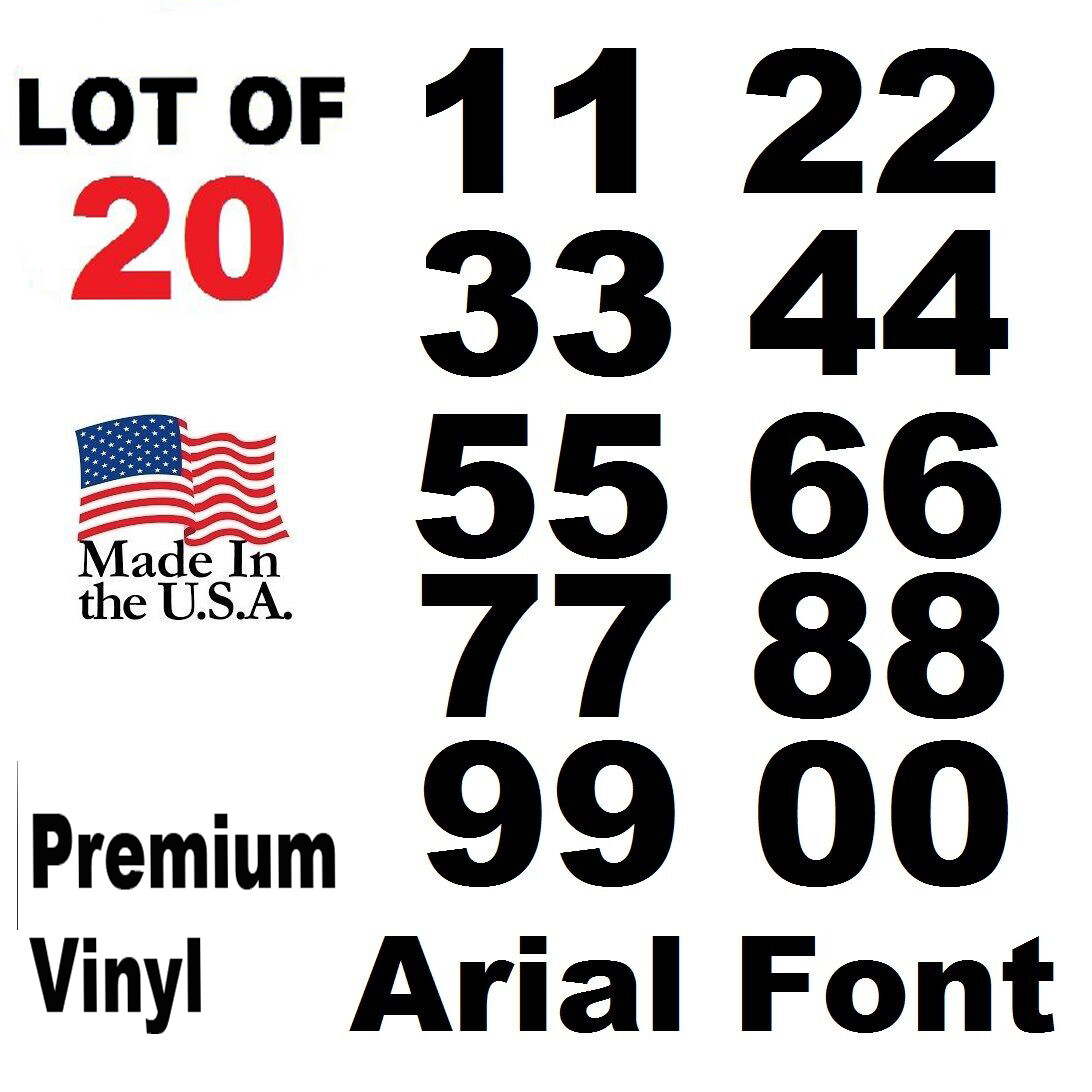 Lot of 20 1" Vinyl Street Address Mailbox Unit Number Decal Stickers ARIAL Black