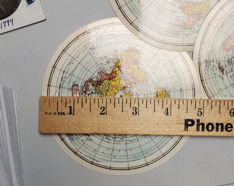 FLAT EARTH 🌎 MAP STICKER 5 inches in diameter
