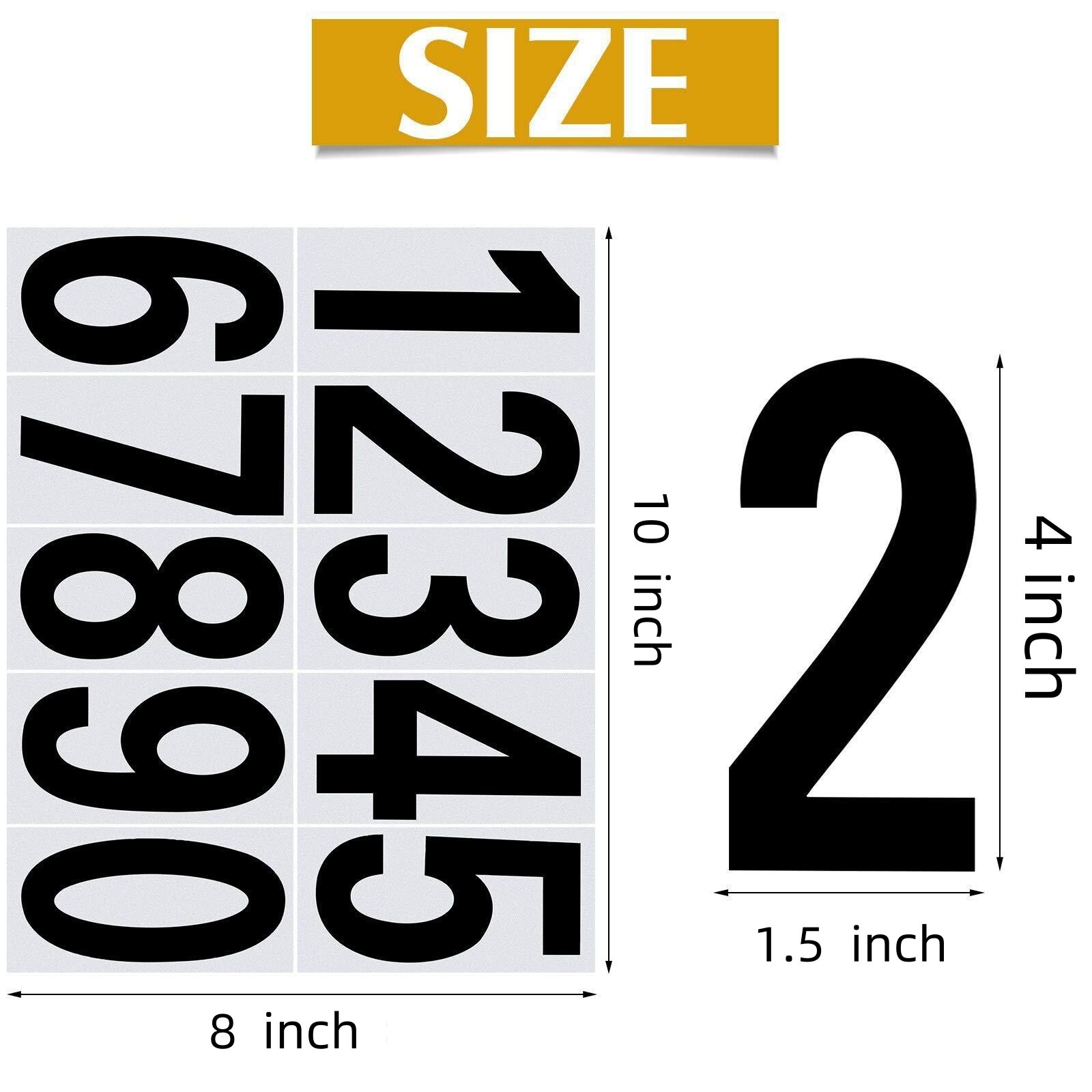 Reflective Custom Mailbox Numbers Vinyl Decals Stickers Waterproof 4 inch 3 inch