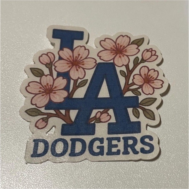 LA Dodgers Floral Vinyl Sticker Blue Pink Green for Car Window Laptop