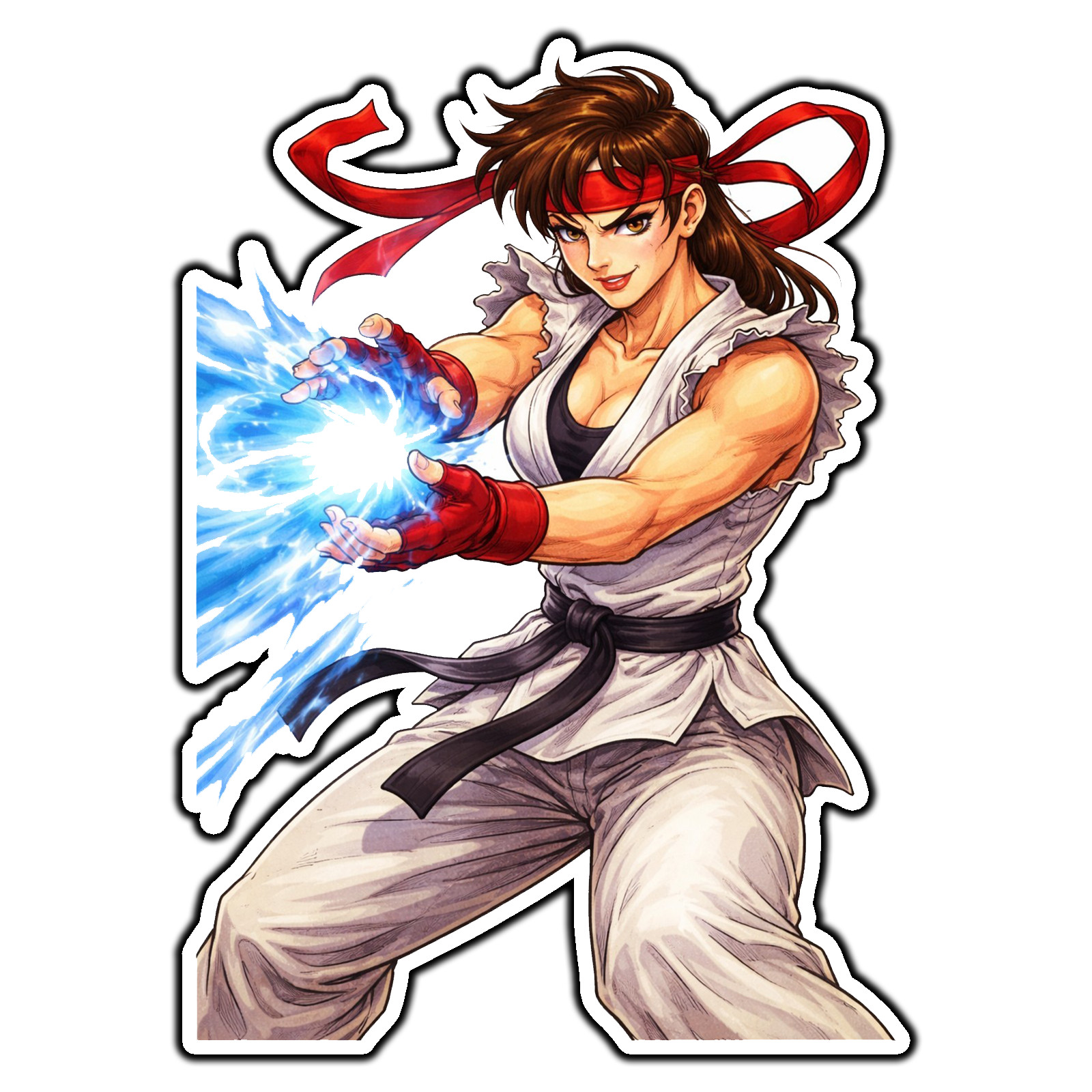 Female Ryu #1 Street Fighter Retro Sticker Waterproof Vinyl Decal Die-Cut