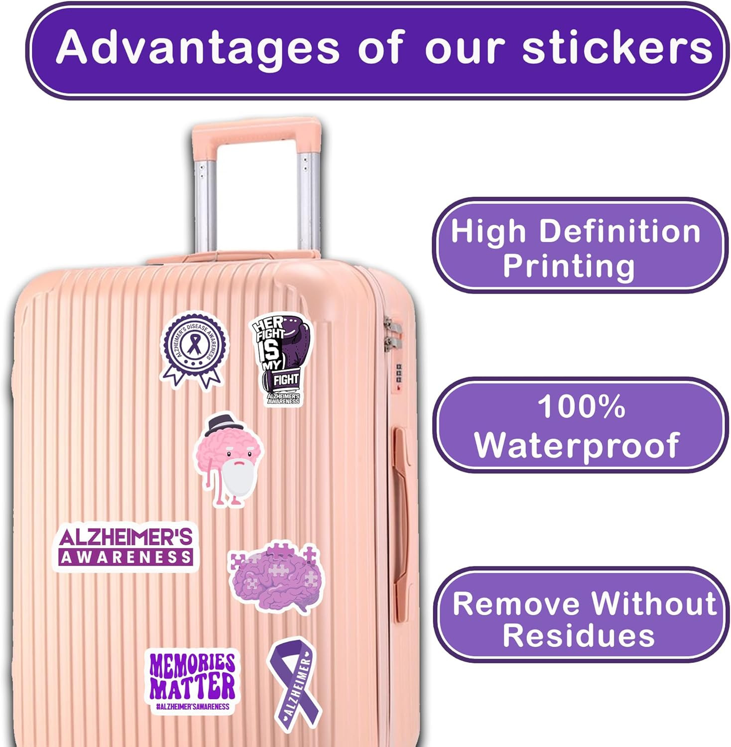 50 PCS Alzheimers Sticker Inspirational Vinyl Decals Waterproof Accessories Deco