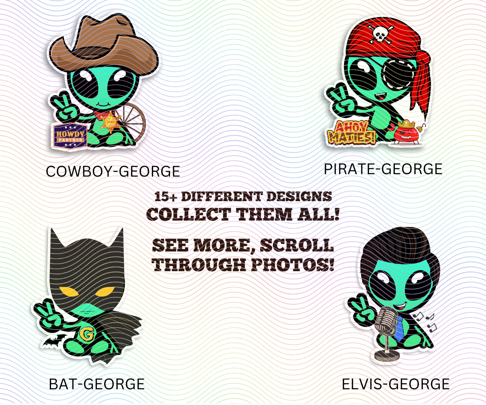 Alien George Waterproof Sticker, Cute Collectible Vinyl Decal, Fun Water Bottle