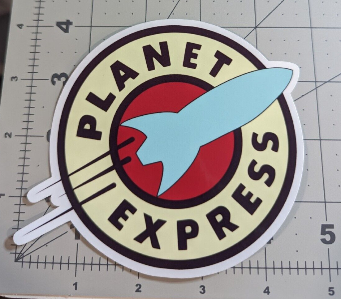 Planet Express logo from "Futurama" die-cut vinyl sticker 4.25×4"