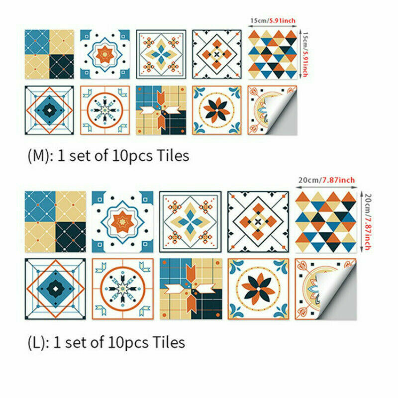 10 X Waterproof Tile Paste DIY Wallpaper Kitchen Bathroom Stair Stickers