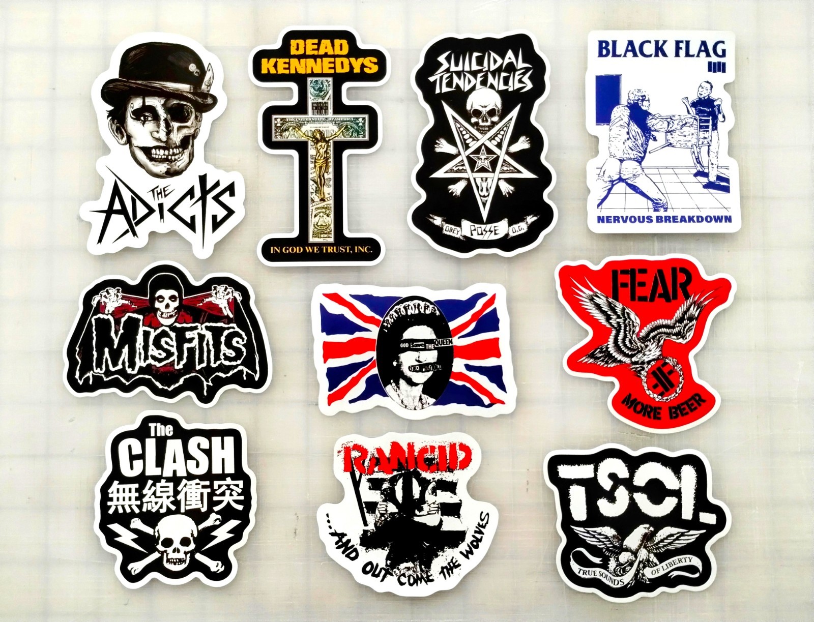 Punk Vinyl Sticker Lot (10 Stickers) Set 13 adicts fear rancid tsol misfits rock