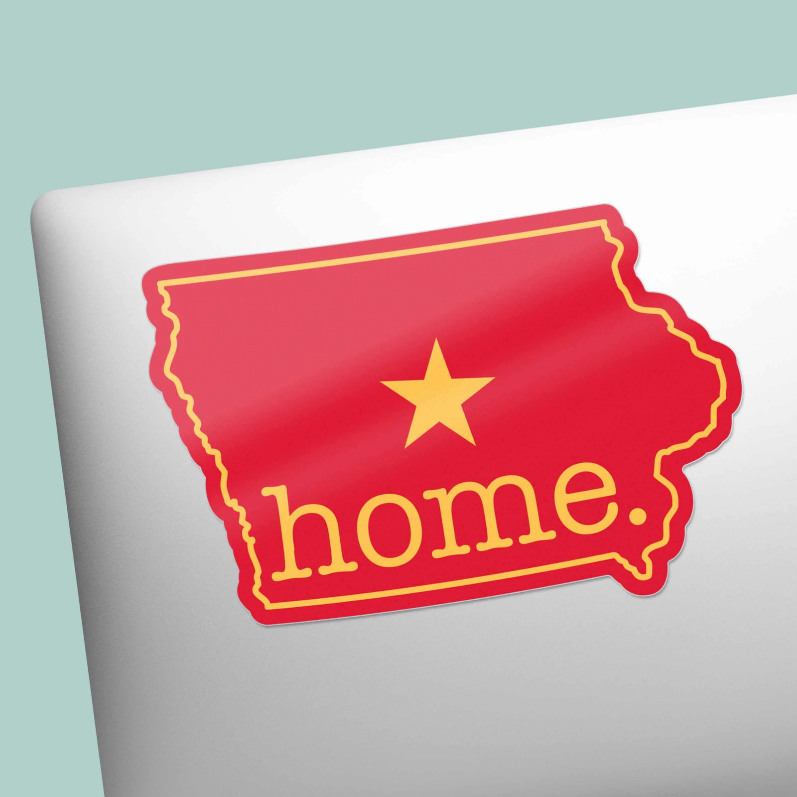 Red Iowa Home Sticker – Cute Ames IA Midwest Decal