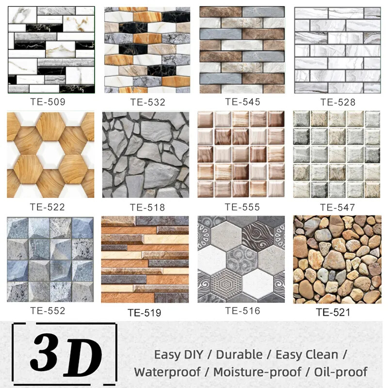 15PCS Wall Sticker Waterproof PVC imitation brick Wallpapers for TV walls living