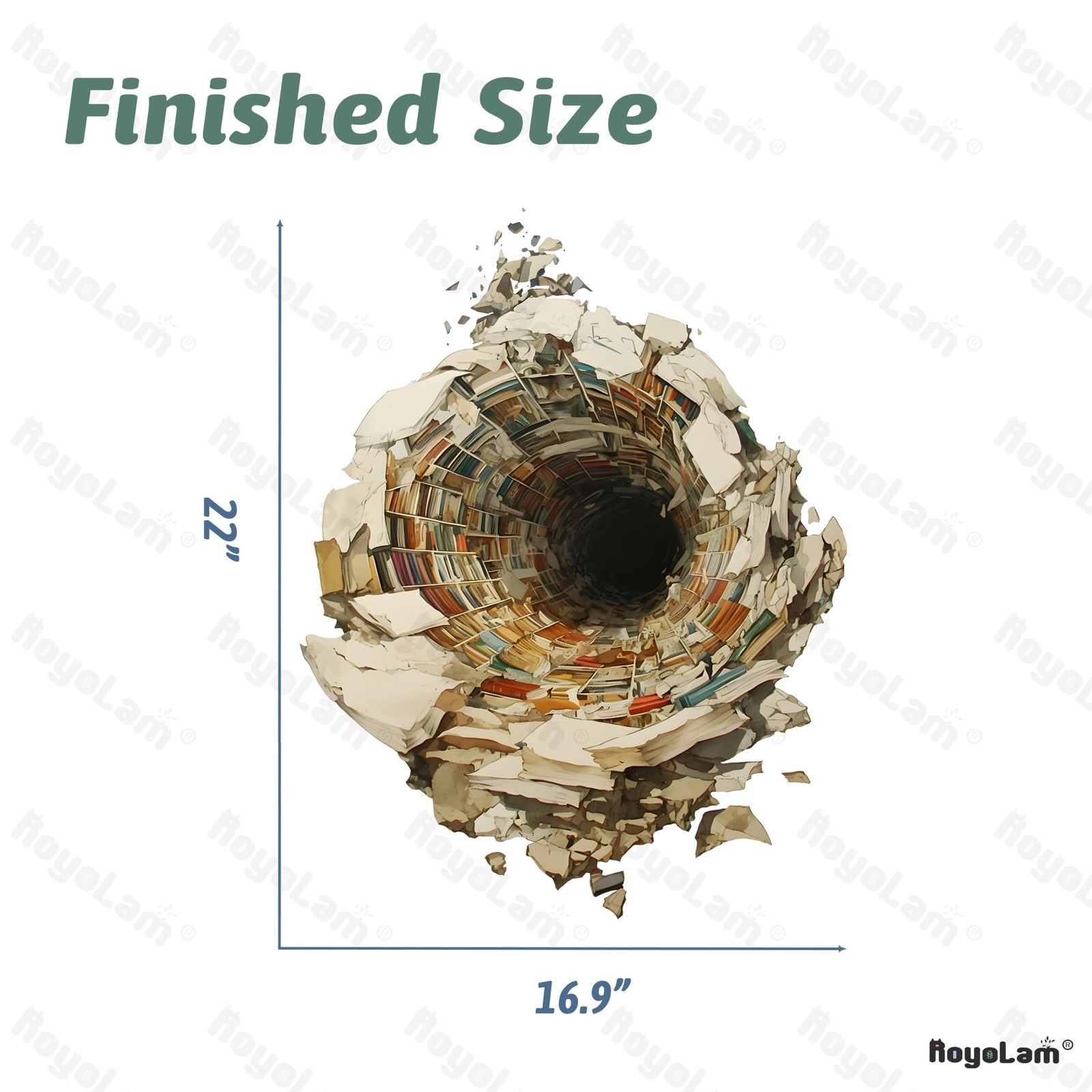 3D Book Hole Wall Decals Removable Vinyl Cracked Wall Art Peel and Stick Deco…