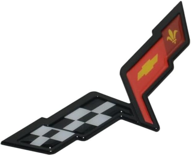 1Pcs Front Hood & Rear Fascia Crossed Flags Emblems Car 3D Badge Nameplate