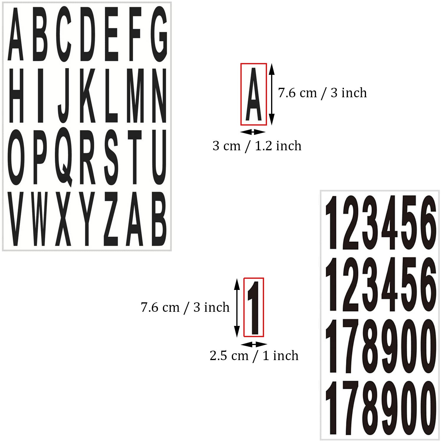 10 Sheet 3 Inch Mailbox Numbers and Letters Cut Classic Style Self-Adhesive Viny