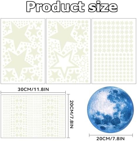 1078PCS Glow in the Dark Stars & Moon Stickers | Ceiling Wall Decals for Kids