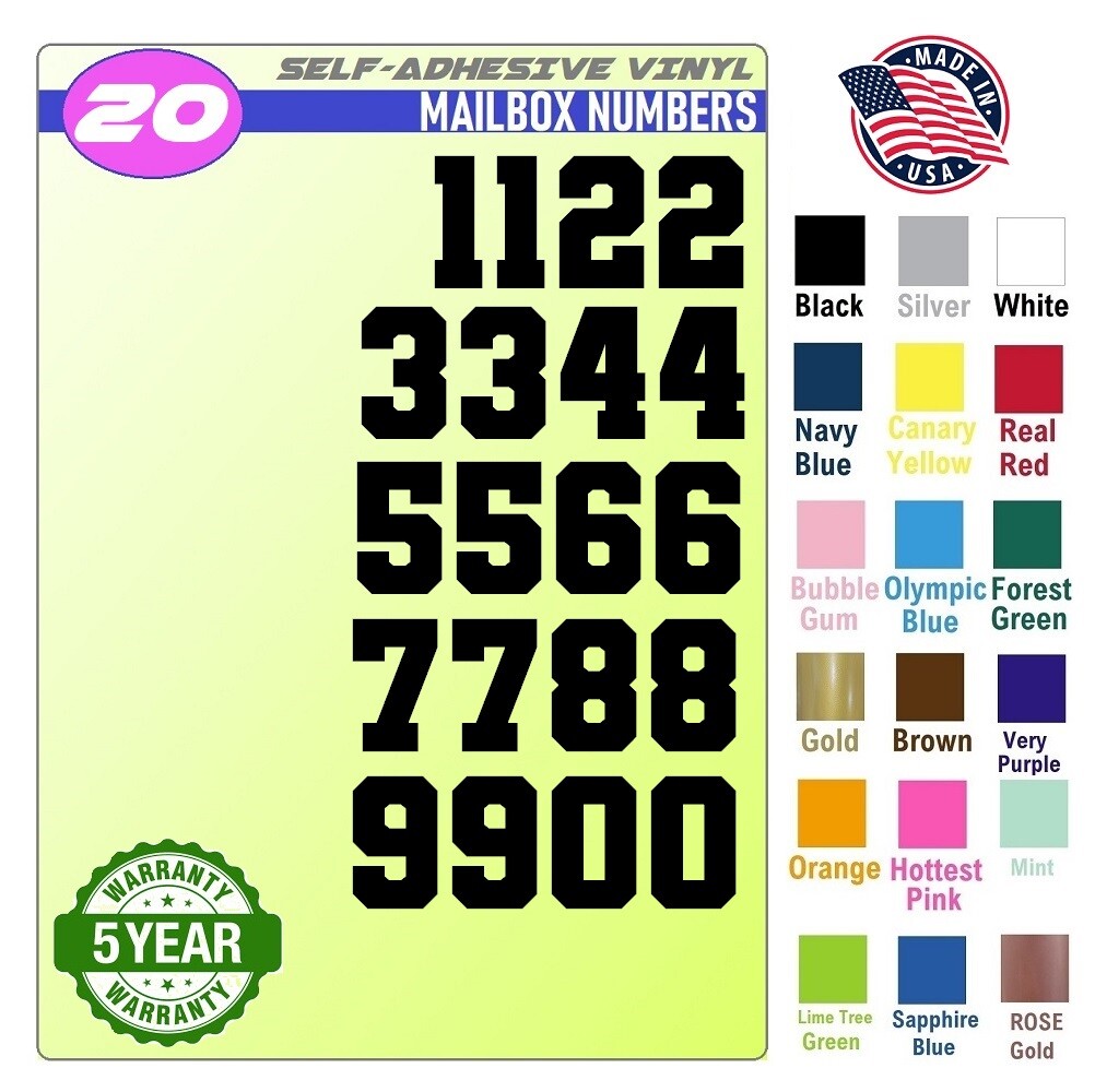 20 Mailbox,Car, Doors, Toolbox,Lockers,Window,BIKE, TRUCK Decal NUMBER [VARSITY]
