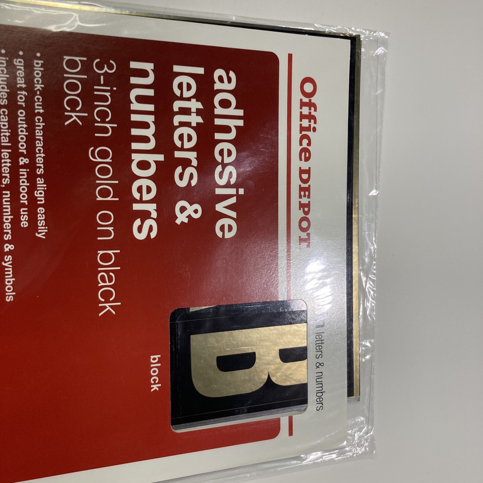 Adhesive Permanent 3" Block Letters & Numbers, Gold