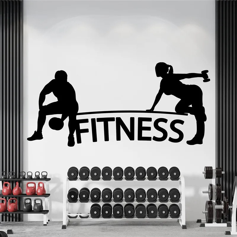 Couple Home Gym Fitness Vinyl Wall Stickers Gym Fitness Club Wall Decor Stickers