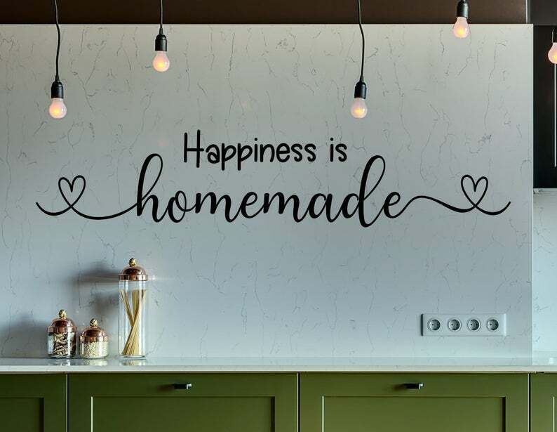 HAPPINESS IS HOMEMADE HEART Vinyl Wall Decal Kitchen Decor Words Lettering 36"