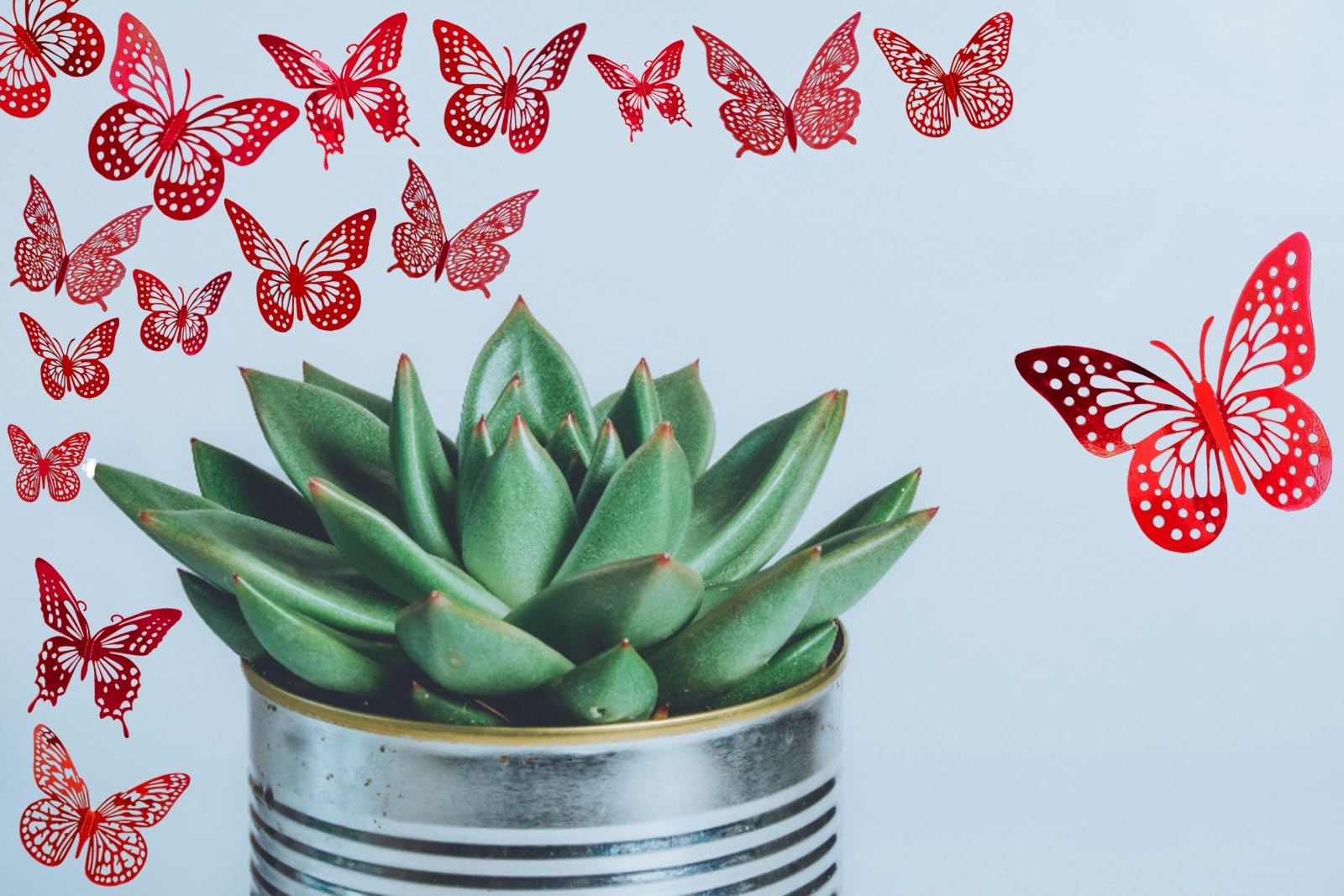 3D Red Butterfly Wall Stickers – 48 Pcs with 4 Styles & 3 Sizes, Removable De…