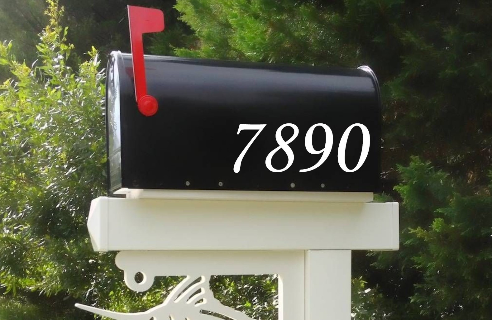 Custom PAIR of REFLECTIVE Mailbox Numbers- White Color Block Font