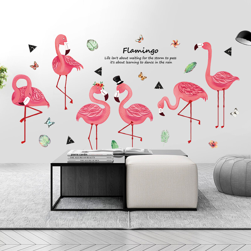 Removable Vinyl Wall Decal flamingo Girl Sticker Art Home living Room DIY Decor