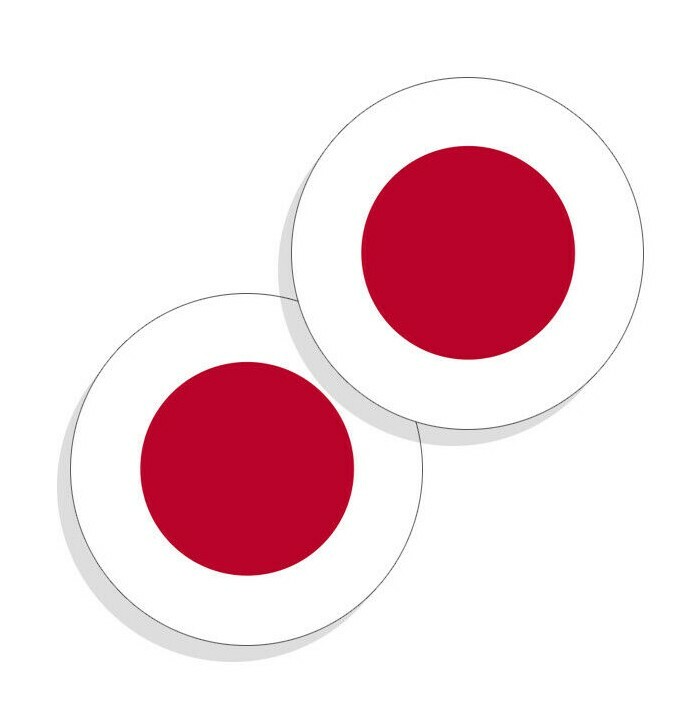Japan Flag Stickers Flag Decals Vinyl Round Indoor Outdoor Circles 4 pack