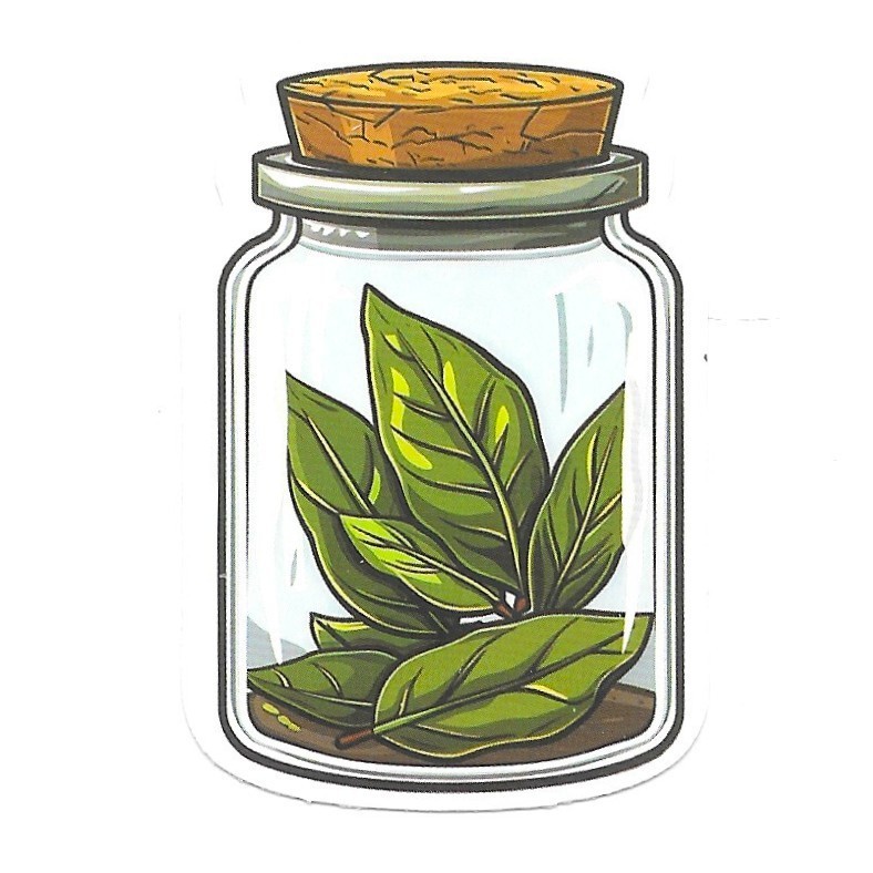 Vinyl Sticker Die Cut Bay Leaves Jar Decal Apothecary Kitchen Journal Scrapbook