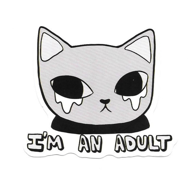 Sad Crying Cat Vinyl Sticker I'm An Adult Funny Relatable Moody Goth Art Indie