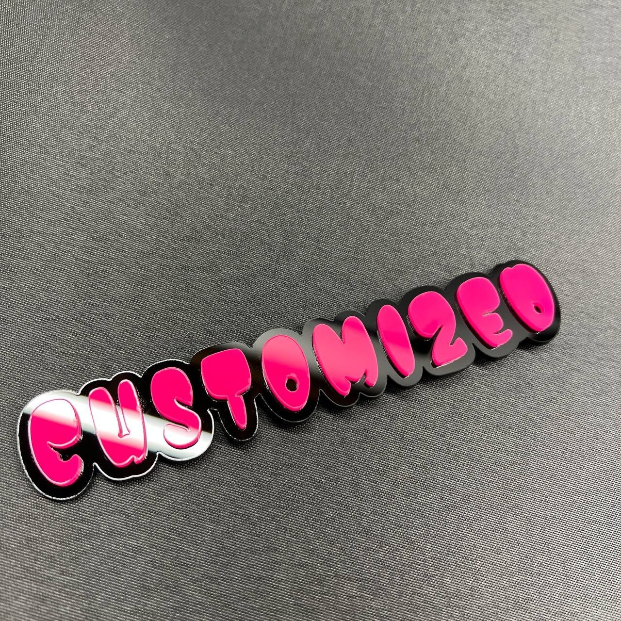 1X Custom Graffiti Font Acrylic Emblem Multicolor Personalized Car Badge text
