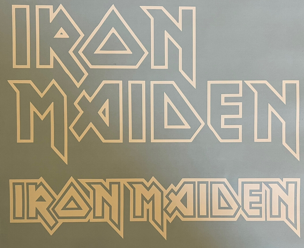 Iron Maiden 12” (set Of 2) Text Vinyl Decal Sticker Metal Band Car Truck Window