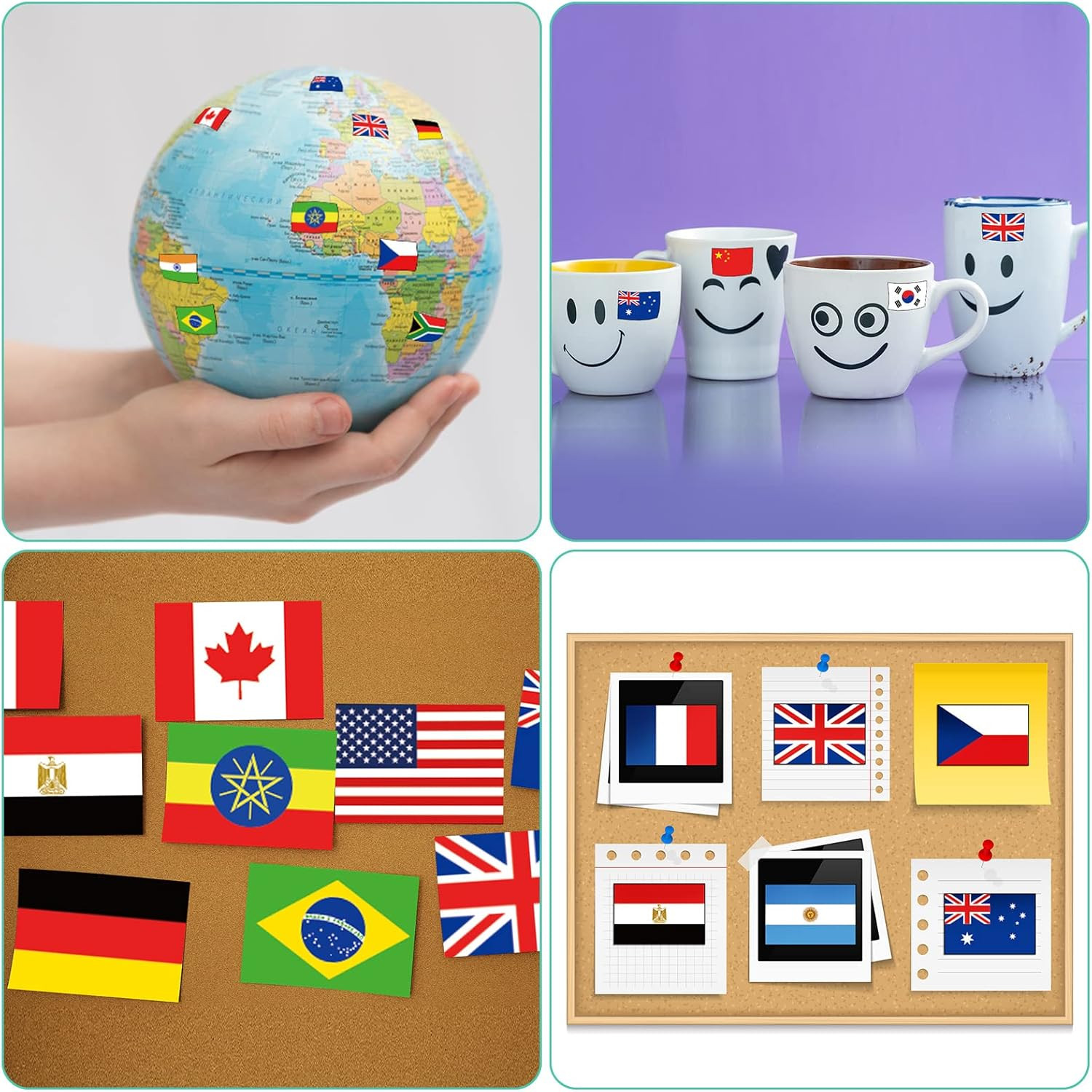 3000 Pcs World Flag Stickers for Kids Country Flag Small International Passport