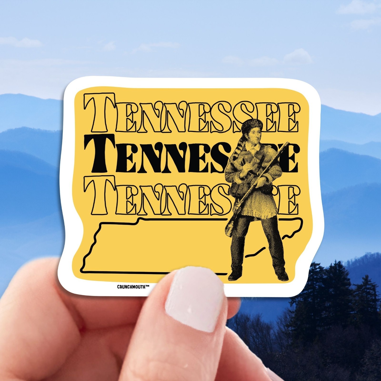 Tennessee Travel Luggage Sticker, Davy Crockett Decal for Laptop, Water Bottle