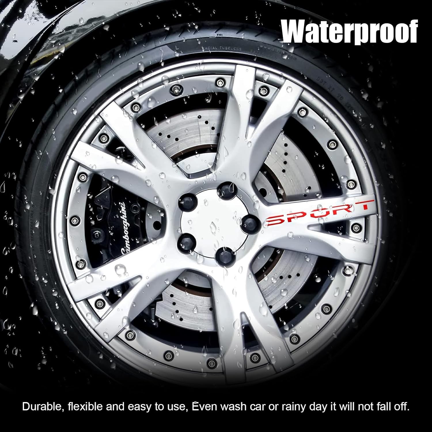 Car Decal Stickers, 14 PCS Reflective Sport Logo, Auto Wheel Rim Decor, Polye…