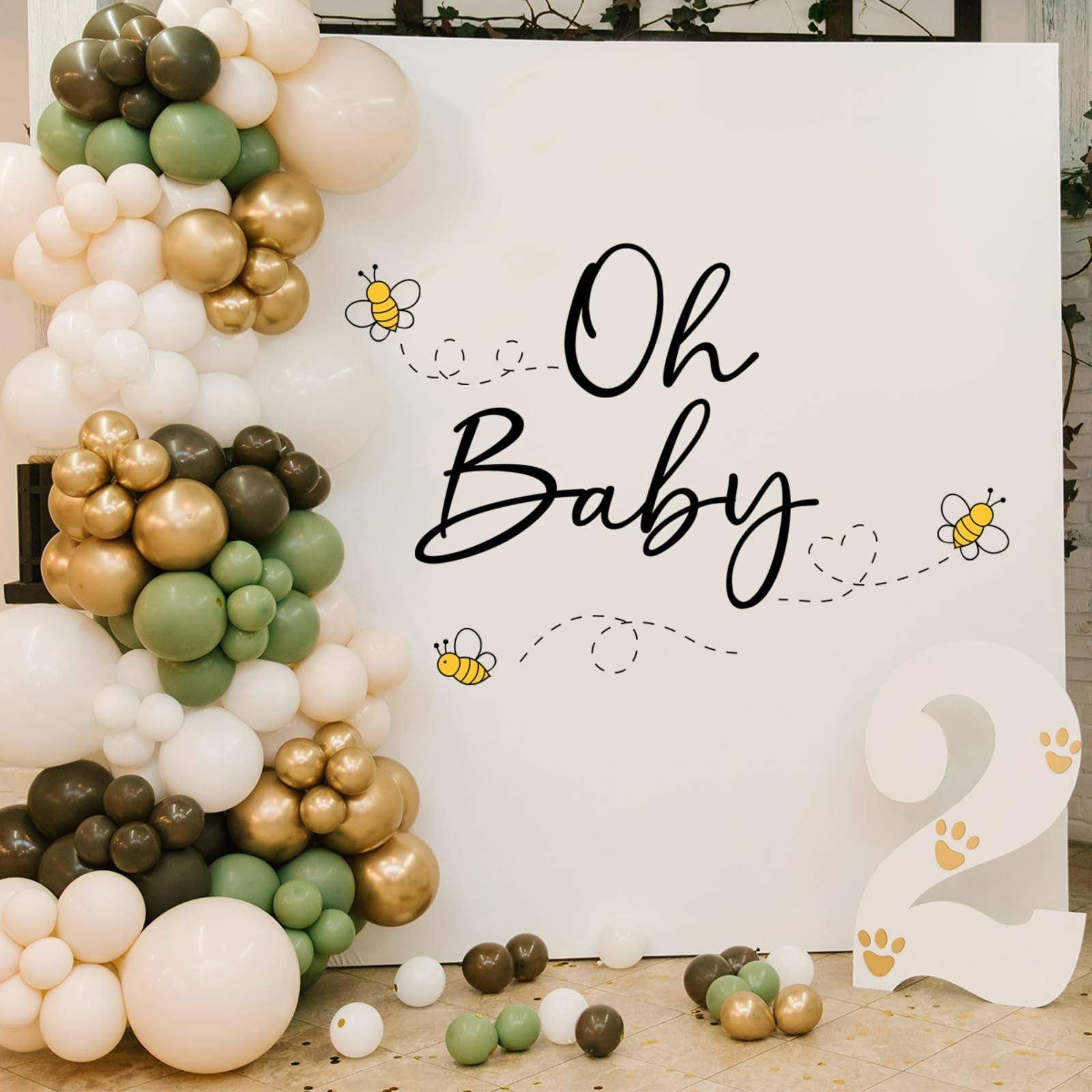 Oh Baby Letters Bees Decal Sign for Backdrop Boy Girl Neutral Gender Reveal D…