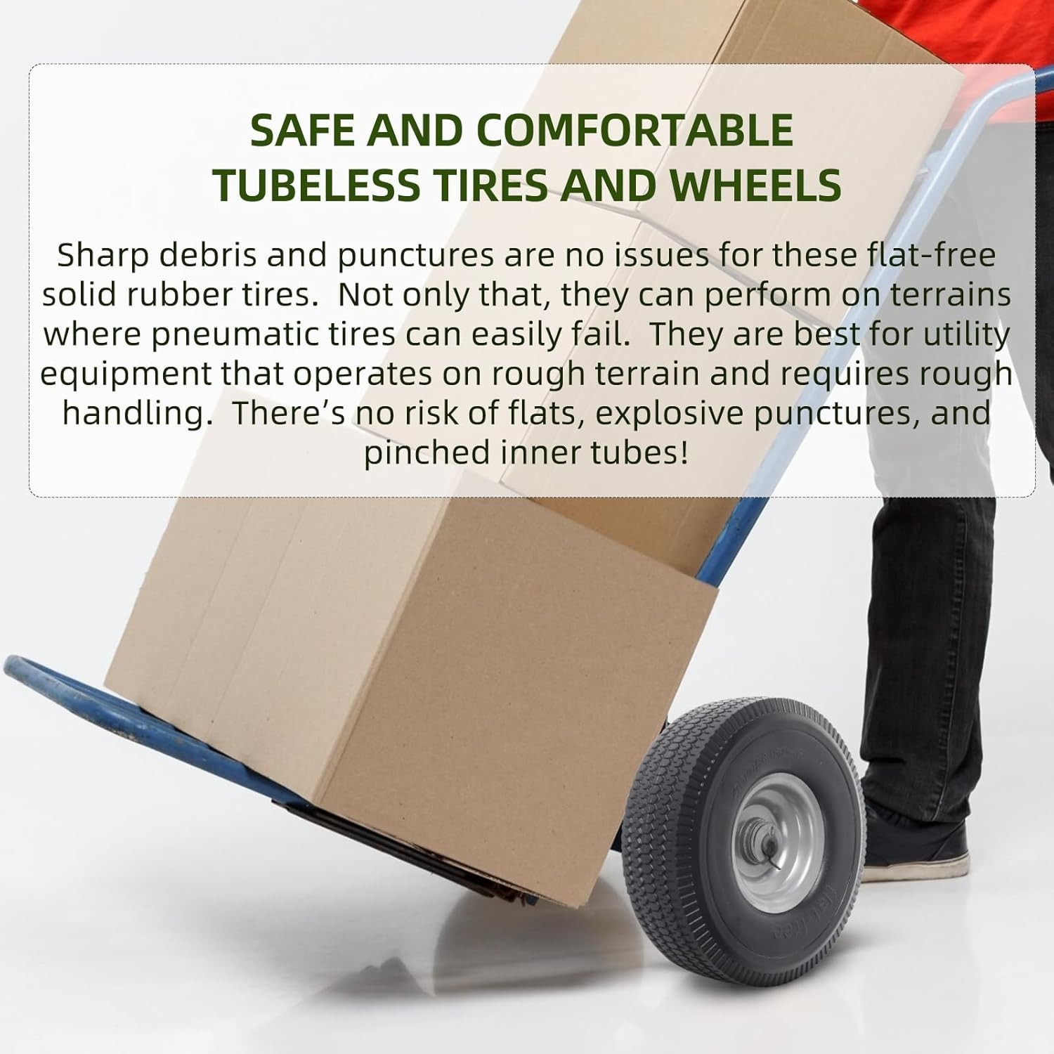 (2-Pack) 10-Inch Solid Wheel Replacement – 4.10/3.50-4 Flat Free Tire and Wheel