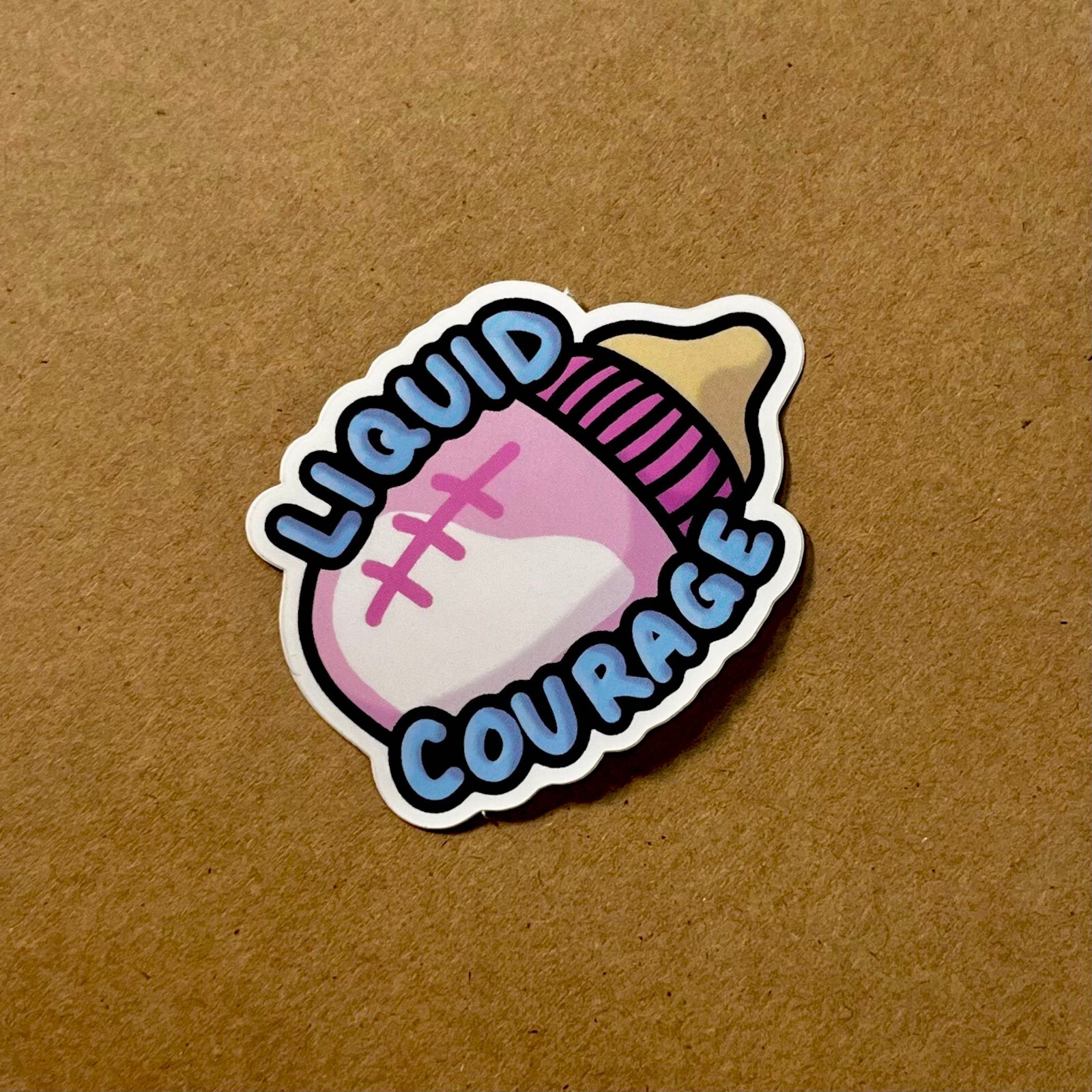 LIQUID COURAGE Sticker Baby Bottle Waterproof Durable Matte Decal Hand-Drawn