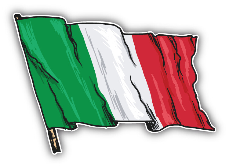 Italy Flag Waving Car Bumper Sticker Decal