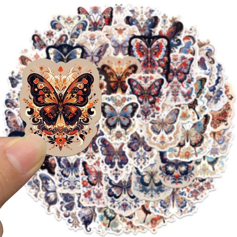 Butterfly Paisley Pattern Stickers 50pk Vintage Mix Butterfly Sticker Aesthetic￼
