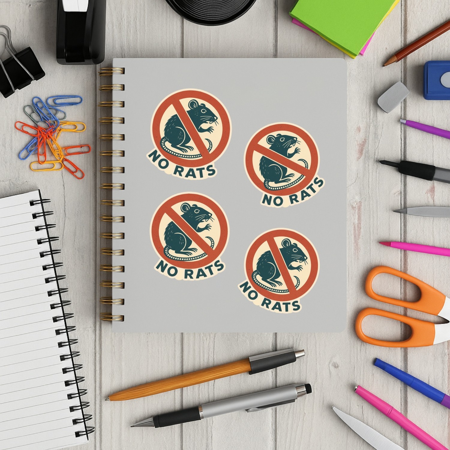 4PCS Funny Retro No Rats Sign Stickers Pest Control Vinyl Decal Gift