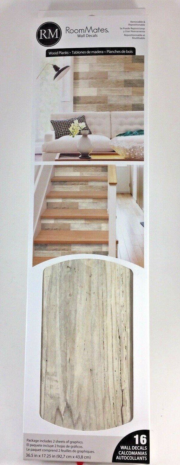 ROOM MATES Rustic Brown Tan Shiplap Wood Planks Peel & Stick Wall Decals