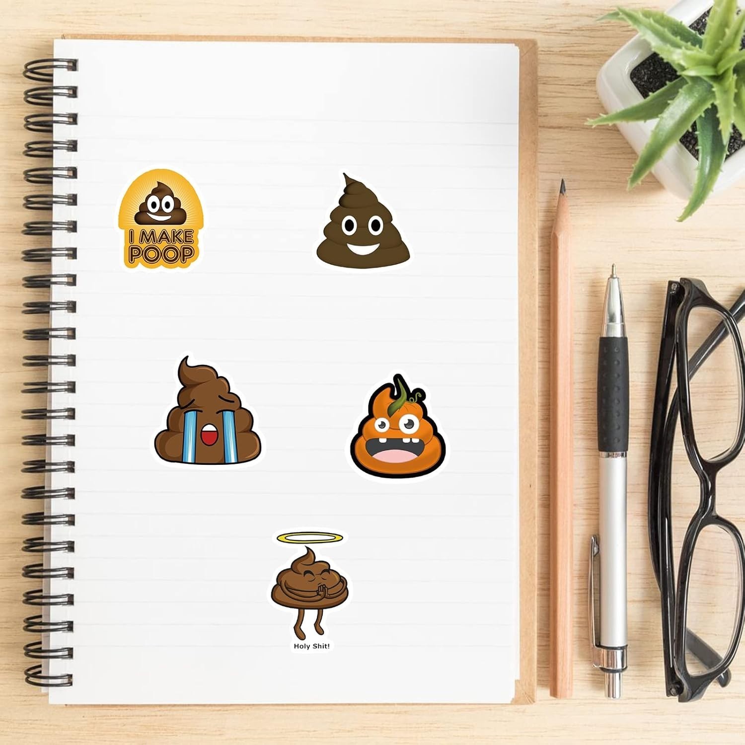 60Pcs Funny Poop Stickers, Cartoon Vinyl Waterproof Prank Decals for Laptop, …