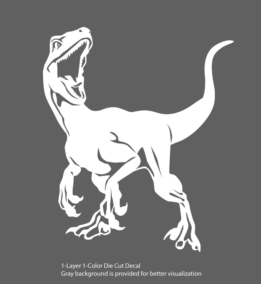 Dinosaur – Roaring Velociraptor #2 – Jurassic Period – 4-21" wide – DieCut Decal