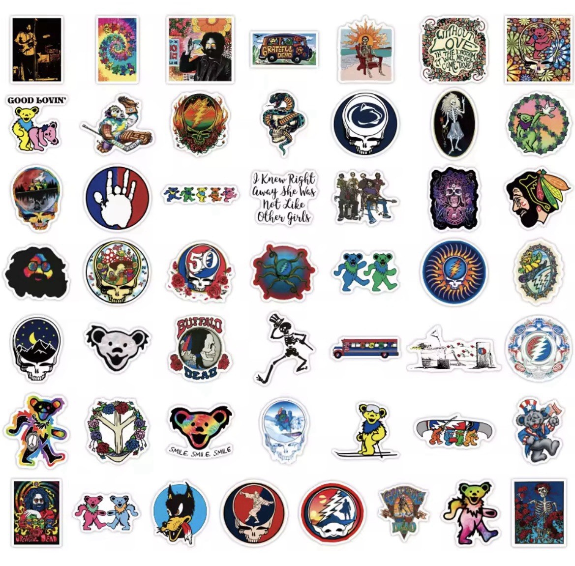 Grateful Rock Band Stickers 50pk Rock Music Dead Head Fun Stickers FREE SHIPPING