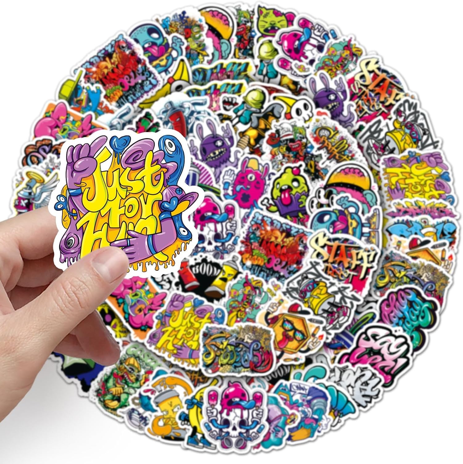 50 Pcs Street Graffiti Stickers – Cool Urban Art Designs, Premium PVC, Removable