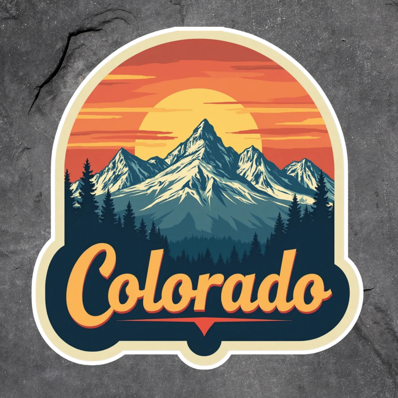 Colorado Sticker Vinyl Decal Mountain Sunset Retro Landscape Travel Gift