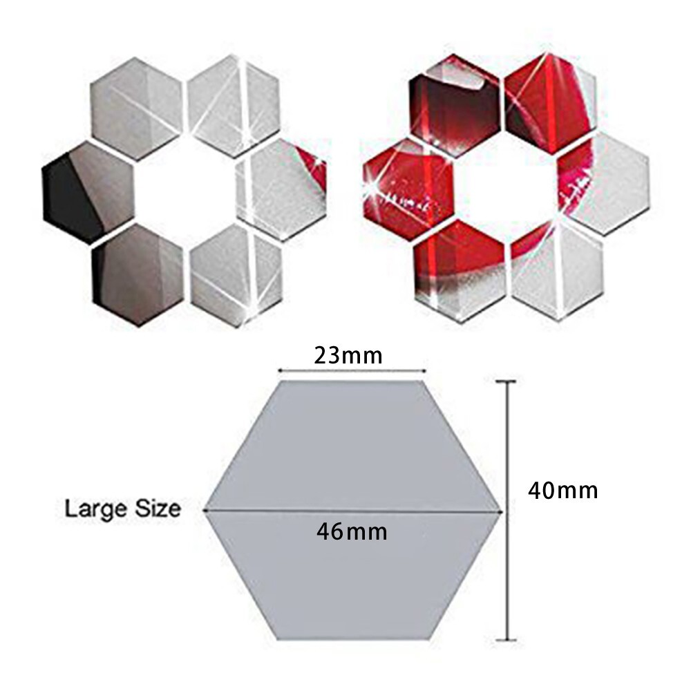 ?24pcs 3D Hexagon Mirror Wall Sticker Art Tile Decal Home Living Room Decor