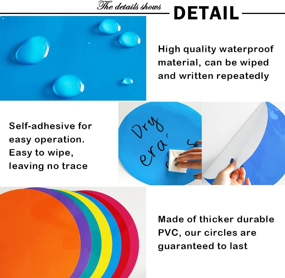 Colorful Dry Erase Dots Circles for Tables Dry Erase Spots for Desk, 10 Pcs | Se