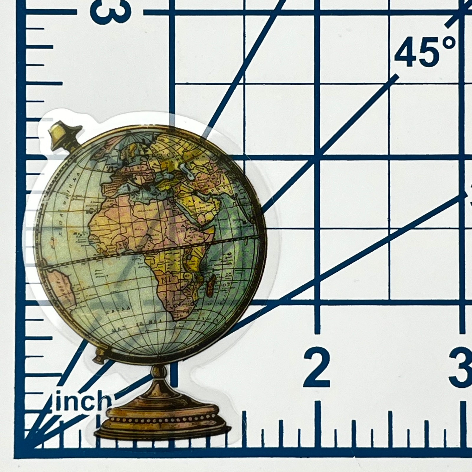 Vintage Victorian Globe Map Transparent Vinyl Sticker Antique Travel Ephemera