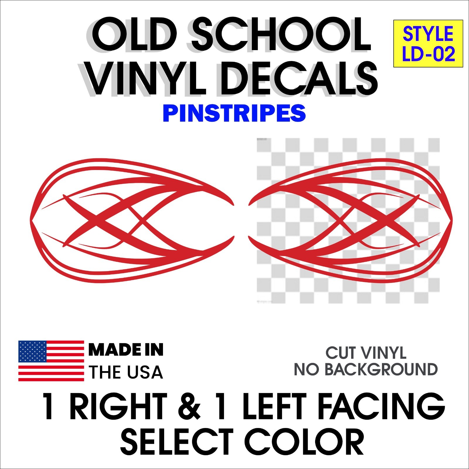 Old School Vinyl Pinstripes Set of 2 – Select Color – Decal style LD02