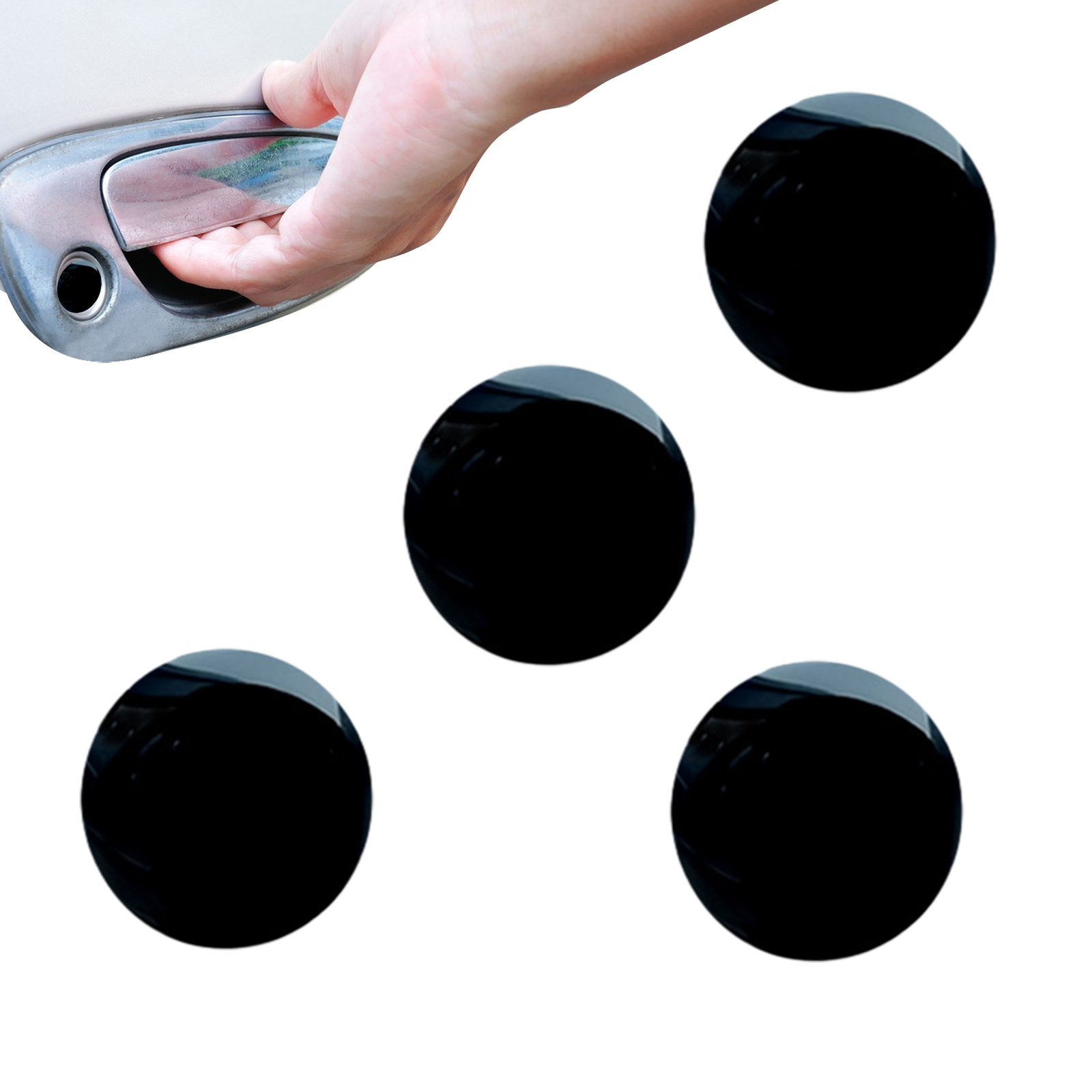 Car Door Lock Stickers 4pcs Portable Carbon Fiber Stickers for Car Key Hole
